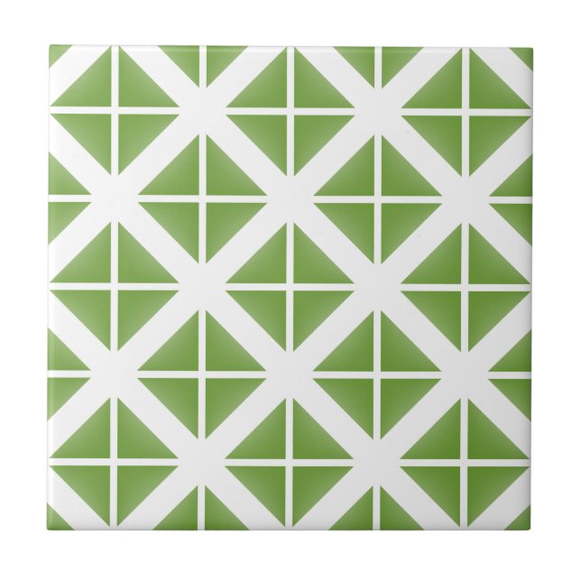 Green Trendy Triangle Pattern Tile (Front)