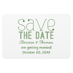 Green Trendy Typography Save the Date Magnet
