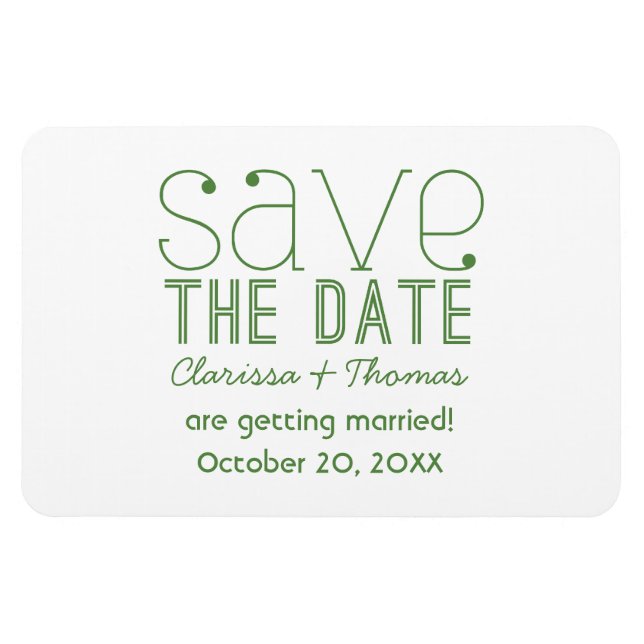 Green Trendy Typography Save the Date Magnet (Horizontal)