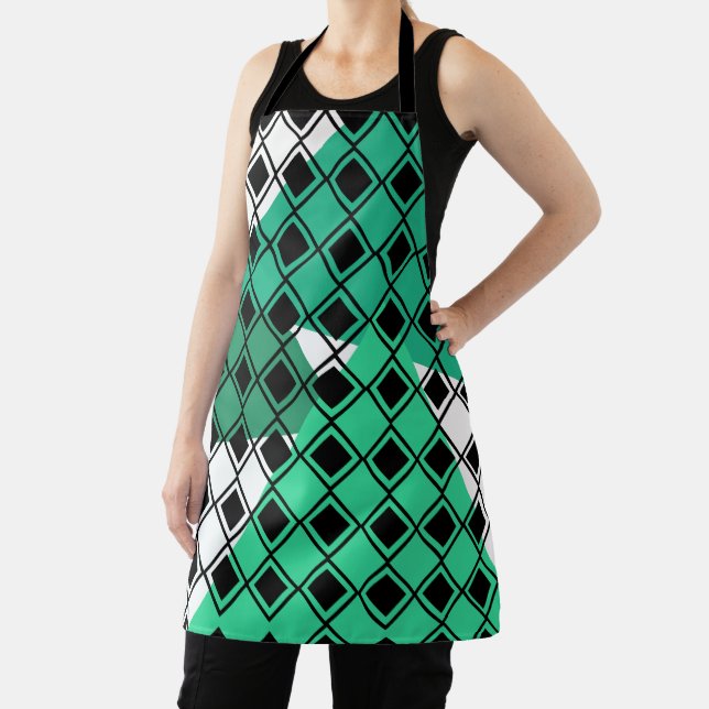Green Triangle Harlequin  Apron (Insitu)