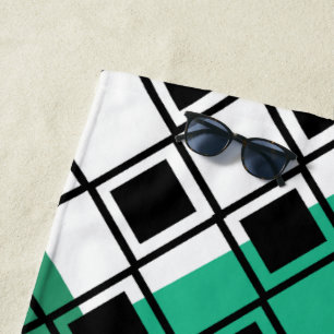 Green Triangle Harlequin  Beach Towel