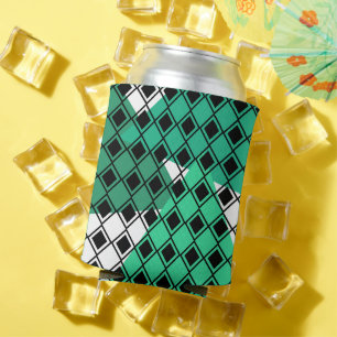 Green Triangle Harlequin  Can Cooler