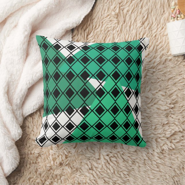 Green Triangle Harlequin  Cushion (Blanket)