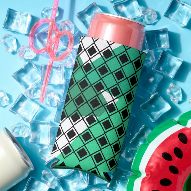 Green Triangle Harlequin  Seltzer Can Cooler (In Situ Summer)