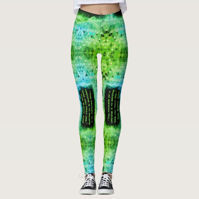 Green Triangles Cyberpunk Leggings (Front)