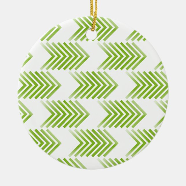 Green Tribal Arrow Pattern Ceramic Tree Decoration (Front)