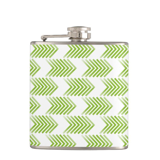 Green Tribal Arrow Pattern Hip Flask (Front)