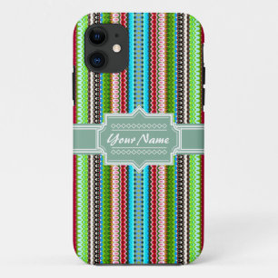 Green Tribal Ikat Chevron Personalised Case-Mate iPhone Case