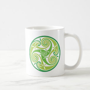Green triskel coffee mug