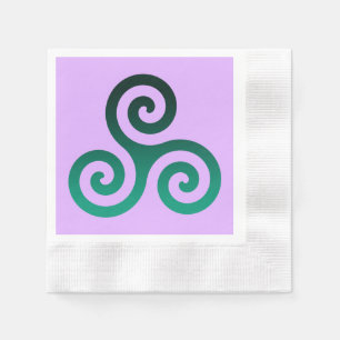 Green Triskele Ancient Celtic Symbol Lilac Napkin