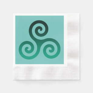 Green Triskele Ancient Celtic Symbol Mint Napkin