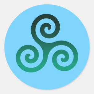 Green Triskele Pale Blue Classic Round Sticker
