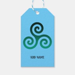 Green Triskele Pale Blue Gift Tags