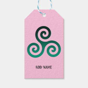 Green Triskele Pastel Pink Gift Tags