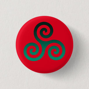 Green Triskele Vivid Red 3 Cm Round Badge