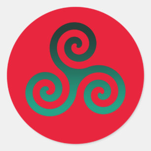 Green Triskele Vivid Red Classic Round Sticker