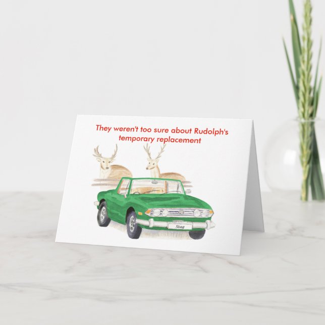 Green Triumph Stag Christmas card (Front)