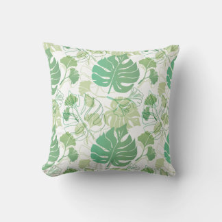 Green tropic pattern with leaves cushion