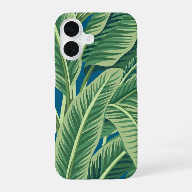 Green Tropical Banana Leaves iPhone 16 Case (Back)