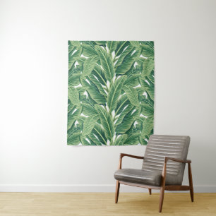 Green Tropical Banana Leaves Tapestry