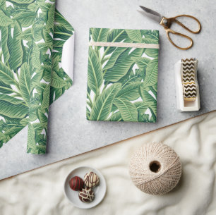 Green Tropical Banana Leaves Wrapping Paper