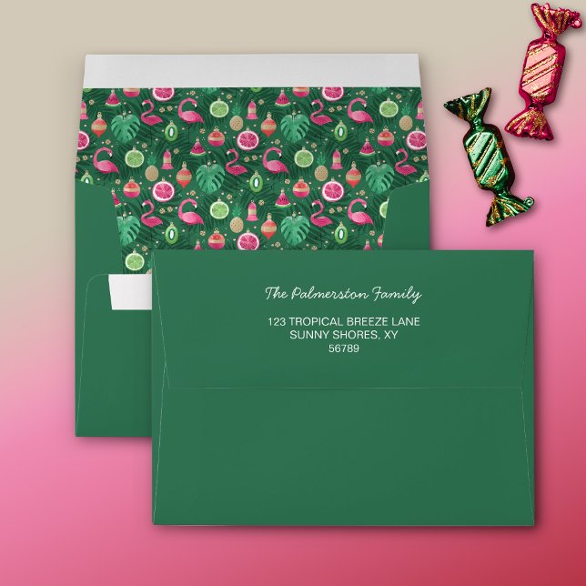 Green Tropical Christmas Liner Your Address Envelope (Creator Uploaded)