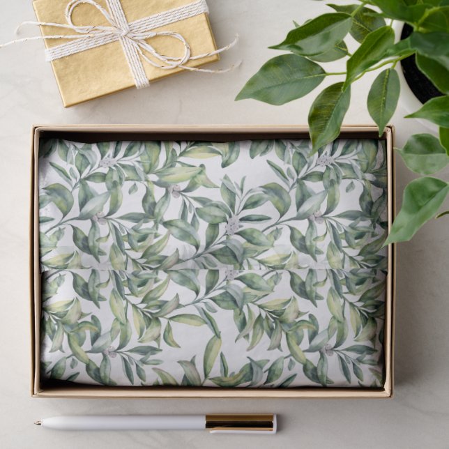 Green Tropical Foliage Leaves Tissue Paper (Gift)