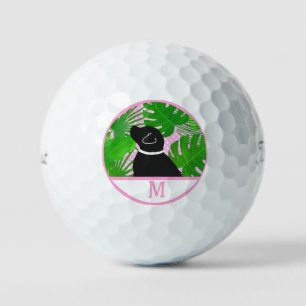 Green Tropical Island Black Dog Golf Ball