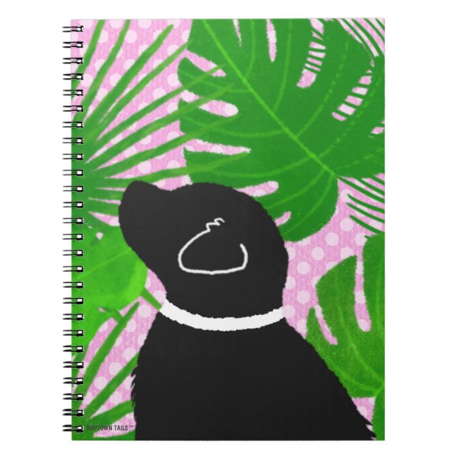Green Tropical Island Black Dog  Notebook (Front)