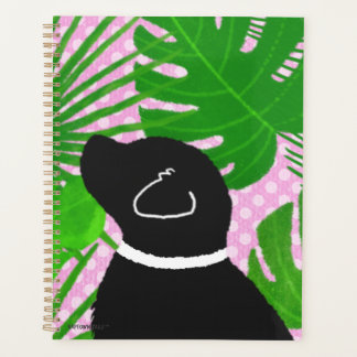 Green Tropical Island Black Dog Planner