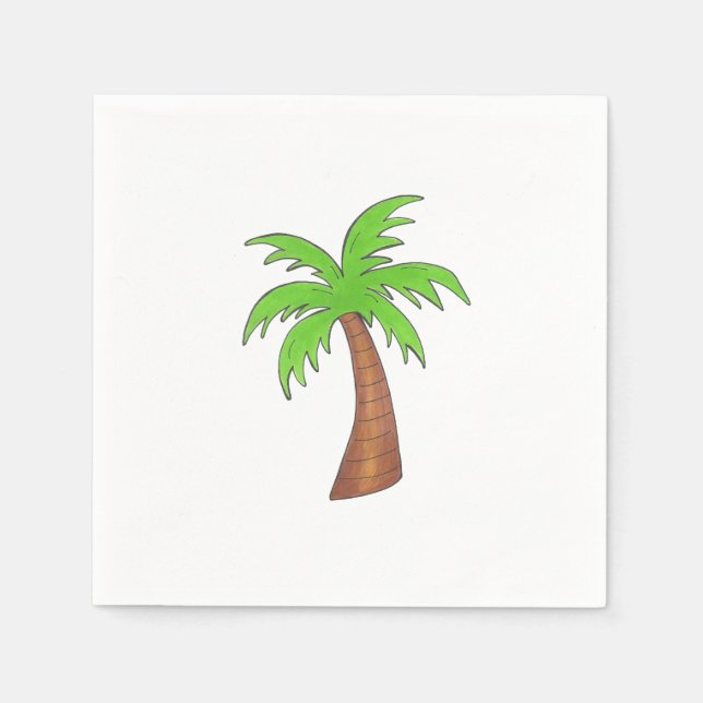 Green Tropical Island Palm Tree Trees Napkin (Front)