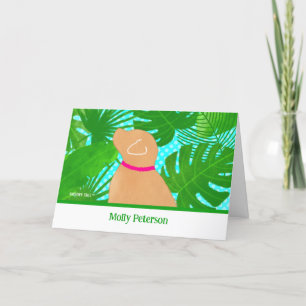 Green Tropical Island Yellow Dog Custom Cards