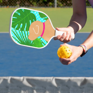Green Tropical Island Yellow Dog Pickleball Paddle