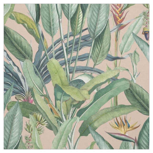 Green Tropical Jungle Banana Tree Strelitzia Fabric (Swatch)