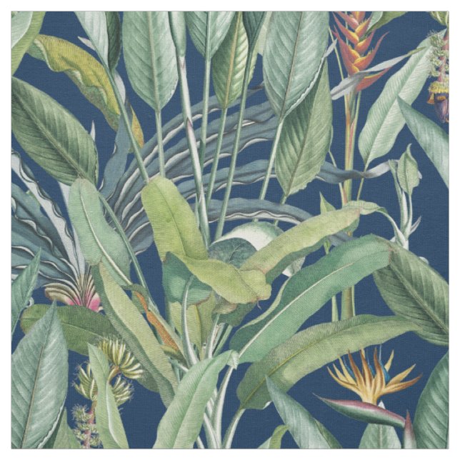 Green Tropical Jungle Banana Tree Strelitzia Fabric (Swatch)