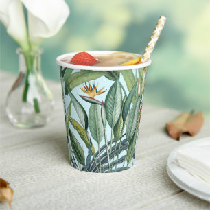 Green Tropical Jungle Banana Tree Strelitzia Paper Cups