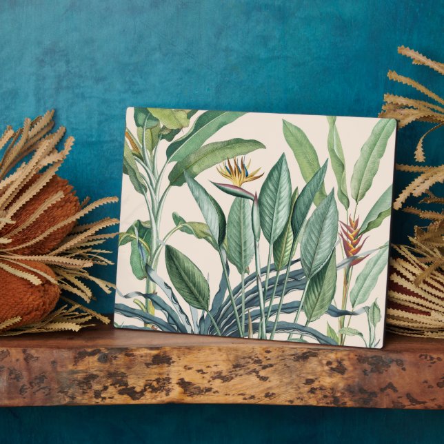 Green Tropical Jungle Banana Tree Strelitzia Plaque (Side)