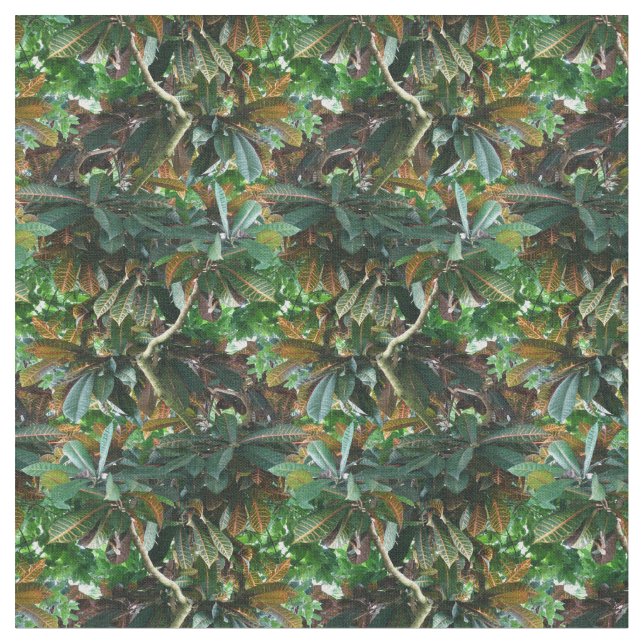Green Tropical Jungle Pattern Fabric (Close Up)