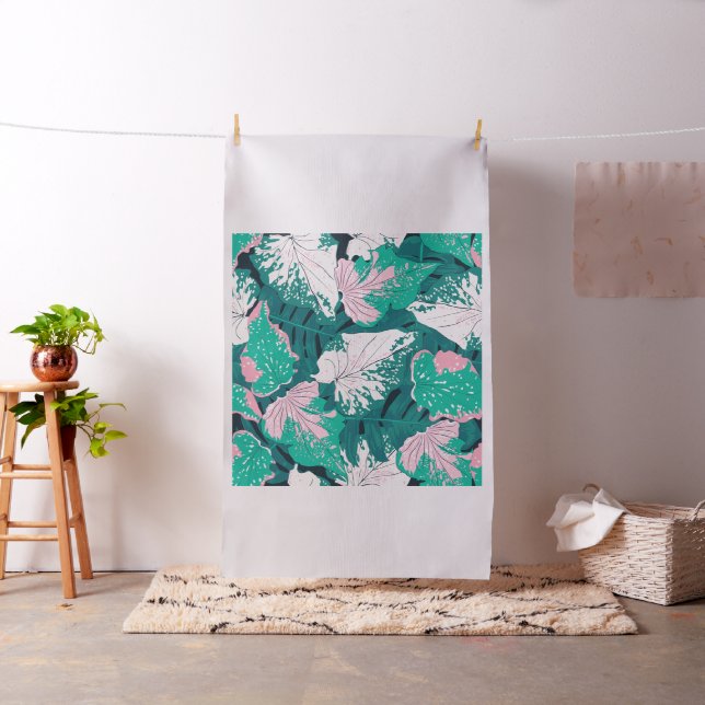 Green tropical jungle print palm tree, palm leaves fabric (In Situ)