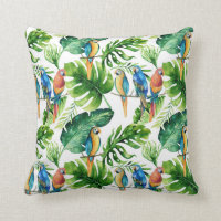 Green Tropical Jungle Rain Forest Leaves Parrots