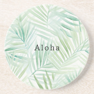 Green Tropical Leaves Aloha Coaster