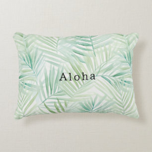 Green Tropical Leaves Aloha Decorative Cushion