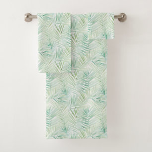 Green Tropical Leaves Aloha Wedding Bath Towel Set
