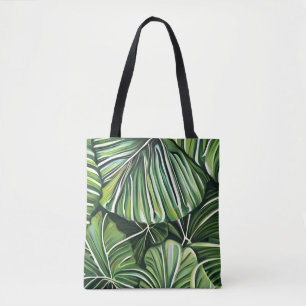 Green Tropical Leaves Art  Tote Bag