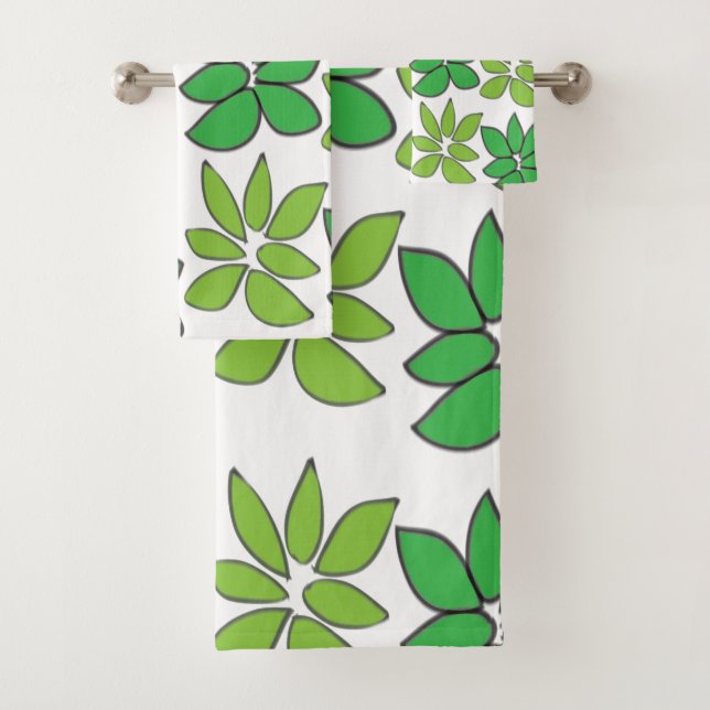 Green Tropical Leaves  Bath Towel Set (Insitu)