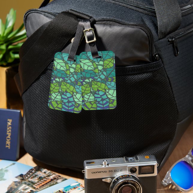 Green Tropical Leaves  Luggage Tag (Front & Back)