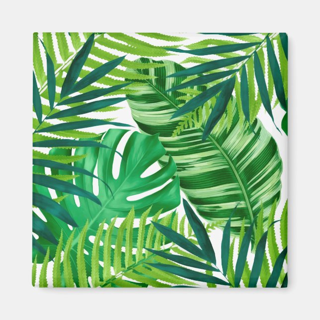 Green tropical leaves magnet (Front)