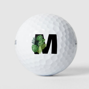 Green Tropical Leaves Monogram M  Golf Balls