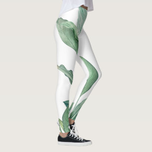 Green Tropical Leaves Monogram Name  Leggings
