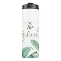 Green Tropical Leaves Monogram Name